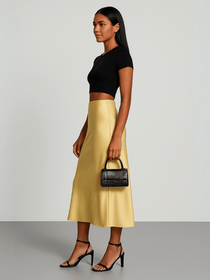 Satijnen rok geel
