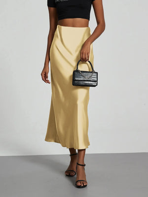 Satijnen rok geel Geel / XS