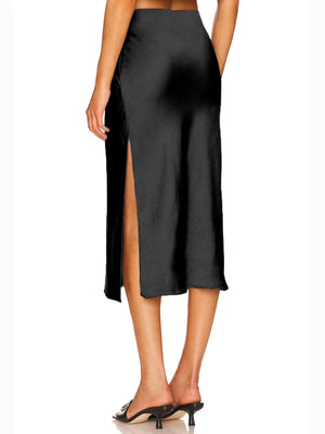 Satijnen rok met split