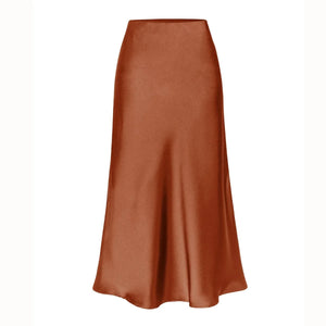 Satijnen rok met split Brown / M
