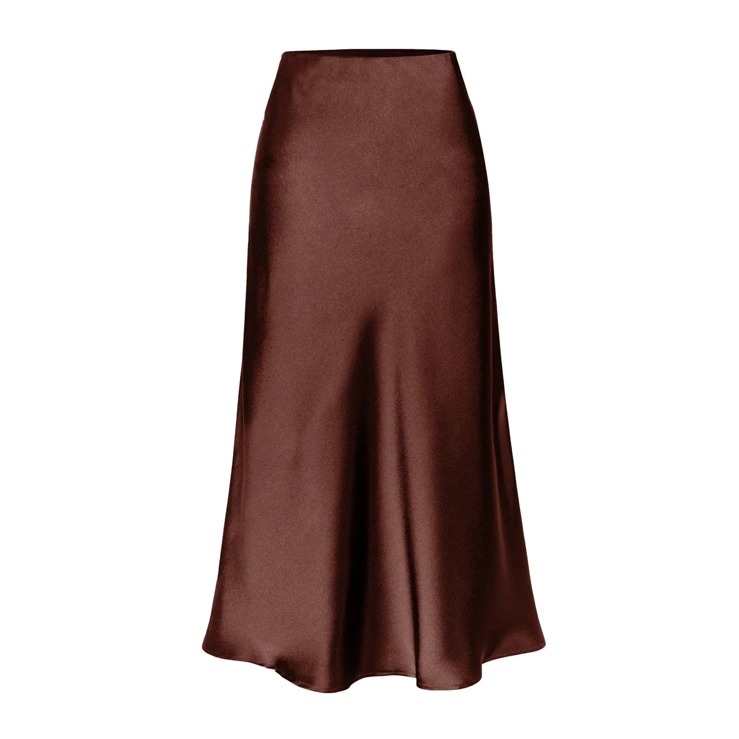 Satijnen rok met split Chocolate / M