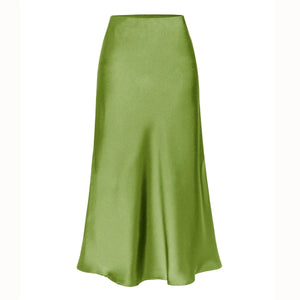 Satijnen rok met split Fruit Green / M