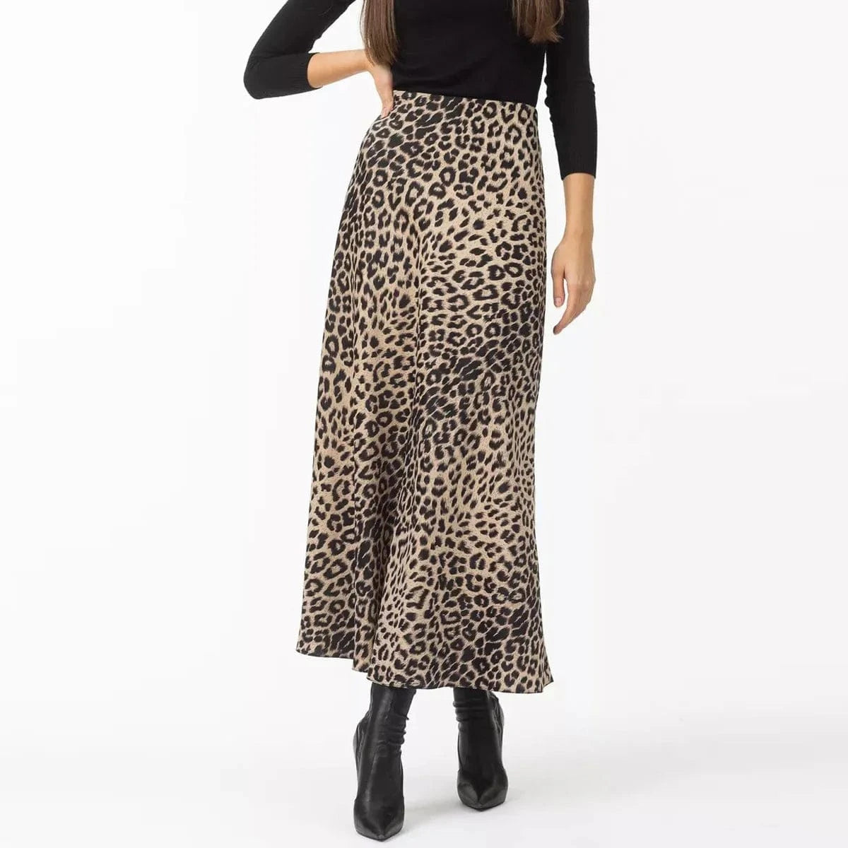 Satijnen rok panterprint Beige Luipaard / S