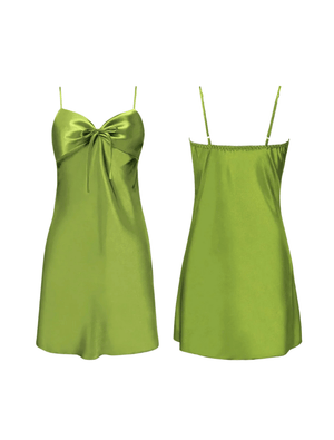 Satijnen slipdress dames met open rug en strikdetail