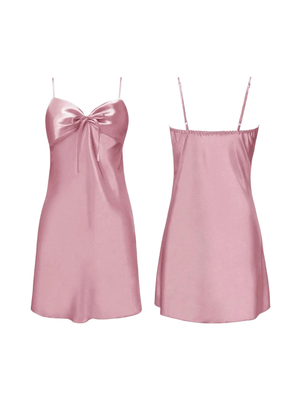 Satijnen slipdress dames met open rug en strikdetail