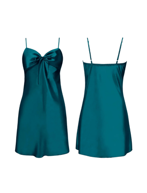 Satijnen slipdress dames met open rug en strikdetail