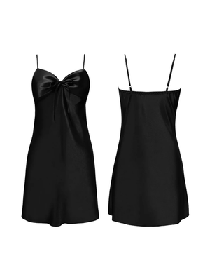 Satijnen slipdress dames met open rug en strikdetail