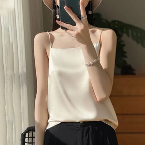 Satijnen spaghetti top Champagne / S