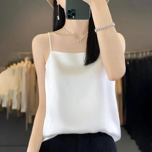 Satijnen spaghetti top Wit / S