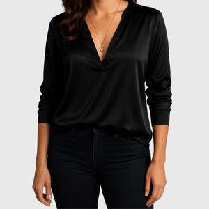 Satijnen top lange mouw