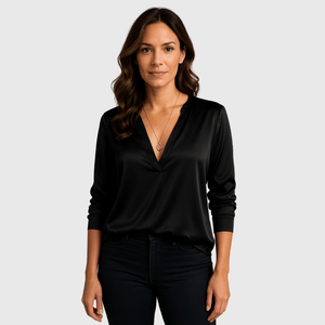 Satijnen top lange mouw