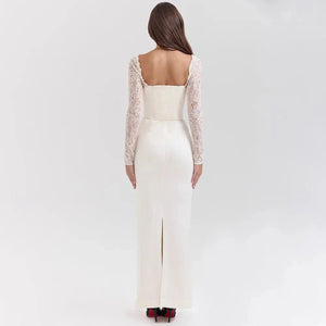 Satijnen trouwjurk met mouwen