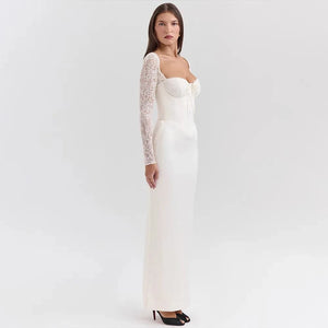 Satijnen trouwjurk met mouwen