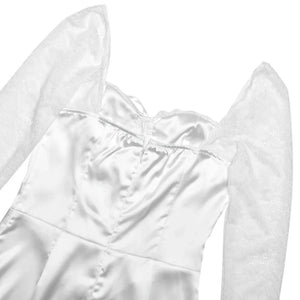 Satijnen trouwjurk met mouwen