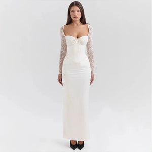 Satijnen trouwjurk met mouwen