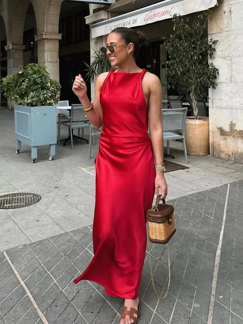 Satijnen waterval jurk