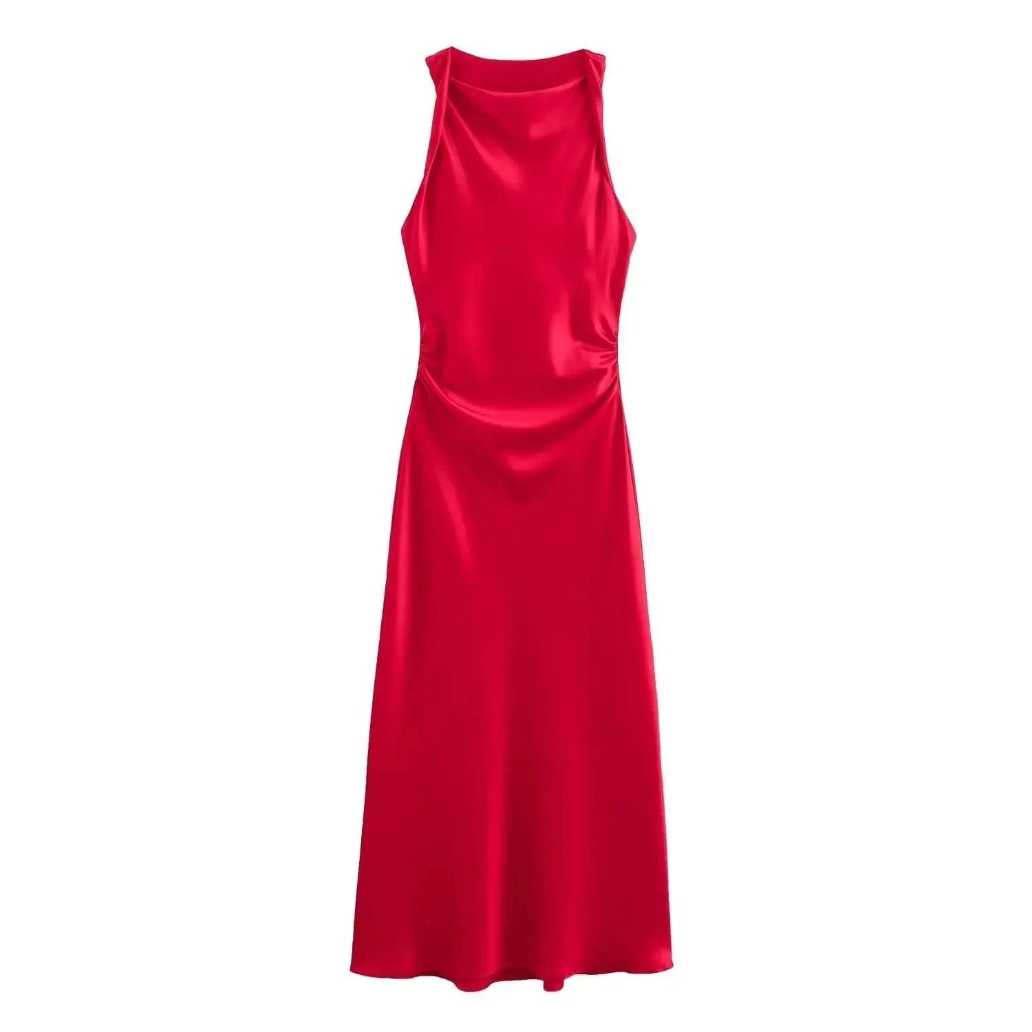 Satijnen waterval jurk Rood / XS