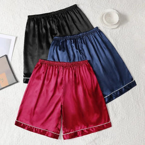 Set van 3 heren satijnen pyjamashort S