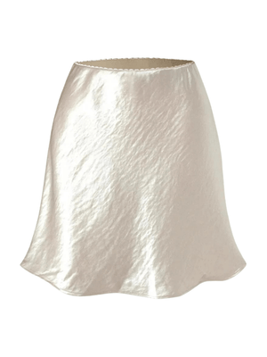 Sexy A-lijn mini satijnen rok Beige / S