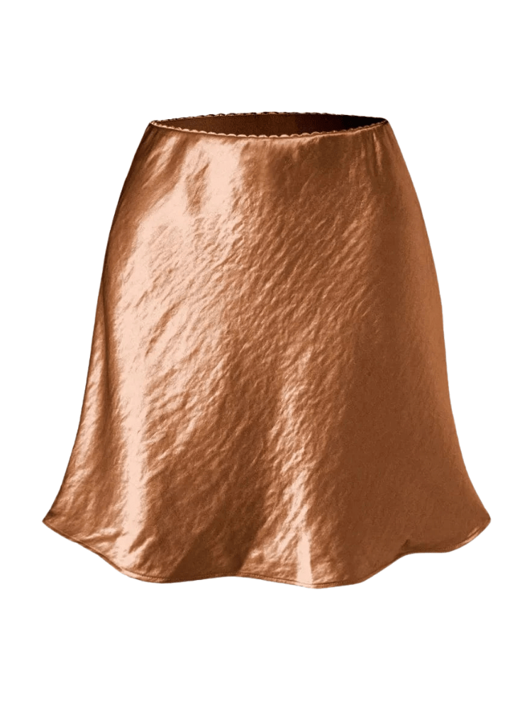 Sexy A-lijn mini satijnen rok Bruin / S