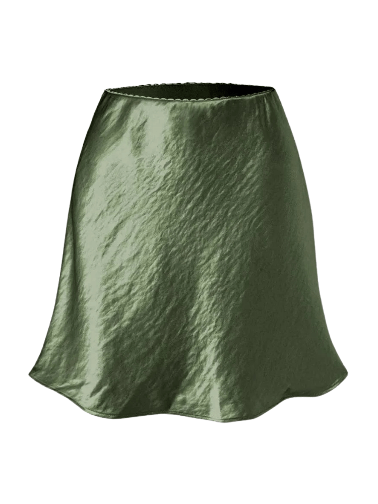 Sexy A-lijn mini satijnen rok Groen / S