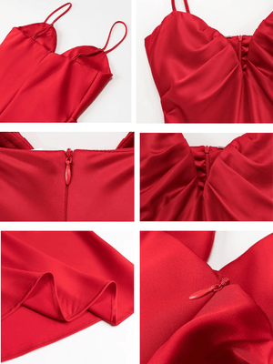 Sexy satijn rood jurk