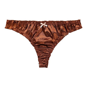 Tanga string satijn Koffie / S