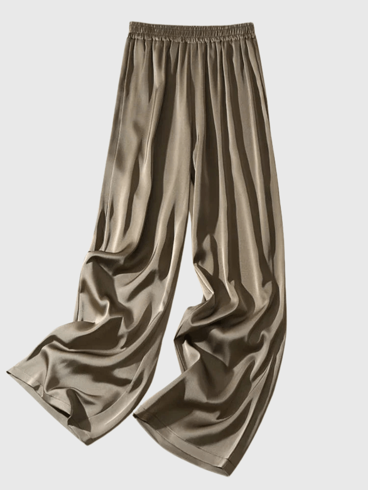 Taupe satijnen broek