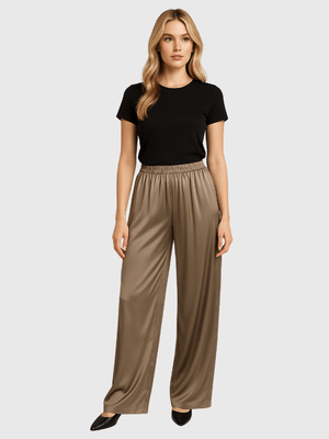 Taupe satijnen broek