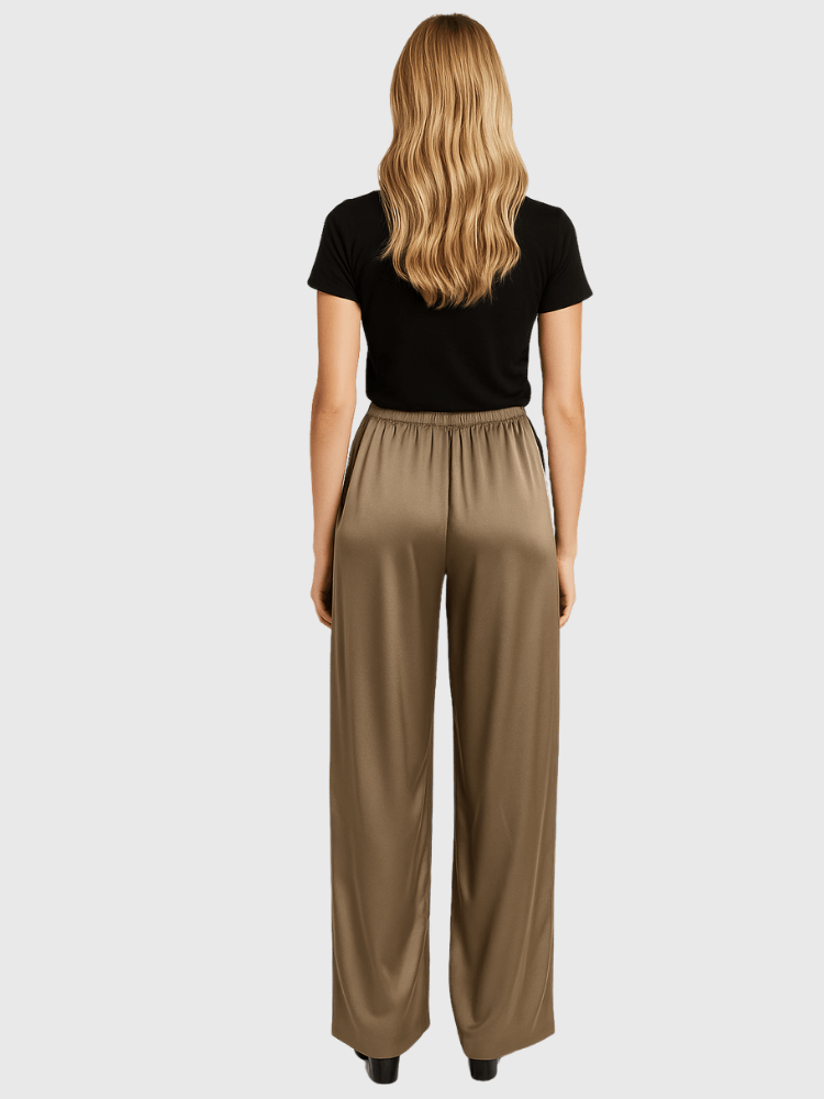 Taupe satijnen broek