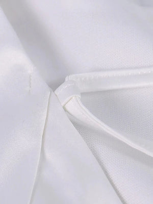 Wit satijnen halter jurkje met bloemen split