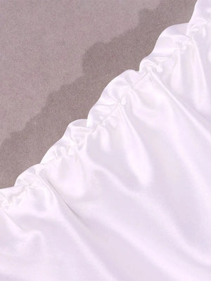 Witte gedrapeerde satijnen mini jurk met taille cut-outs