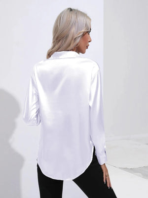Witte satijnen blouse