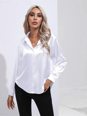 Witte satijnen blouse