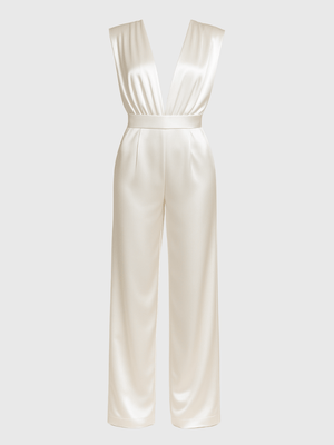 Witte satijnen jumpsuit
