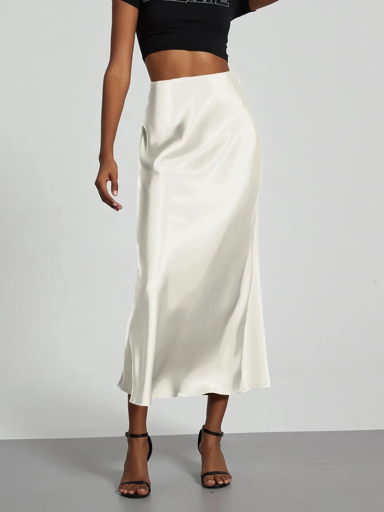 Witte satijnen rok Wit / XS