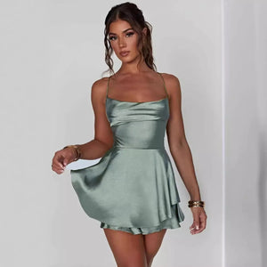 Zomer jurkje satijn Grijs-blauw / S