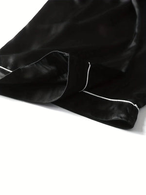 Zwarte satijnen herenpyjama