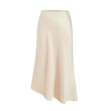 Asymmetrische satijnen rok Beige / S