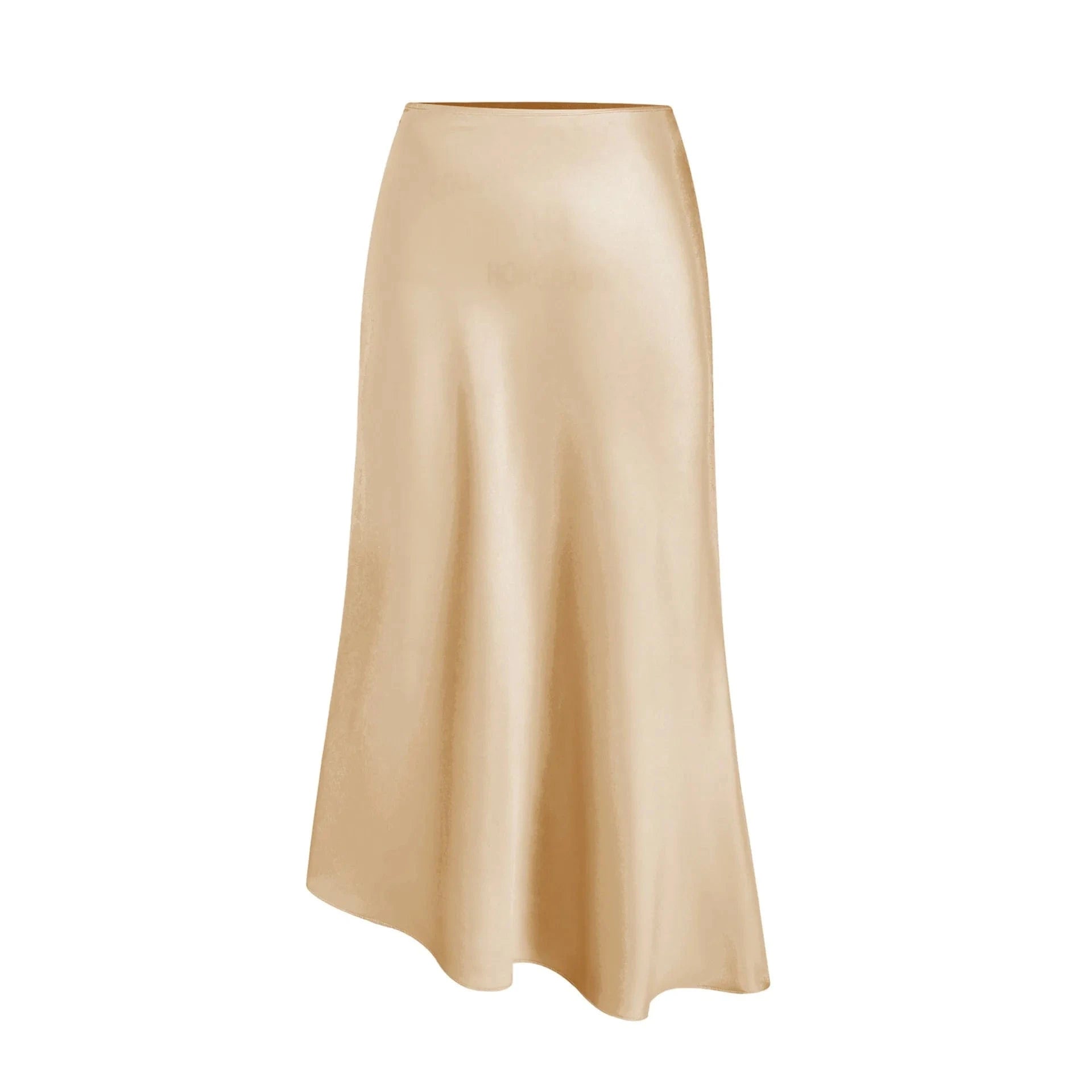 Asymmetrische satijnen rok Champagne / S