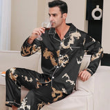 Chinese satijnen pyjama voor mannen Zwart / M