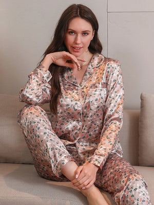 Doorknooppyjama satijn Roze / S