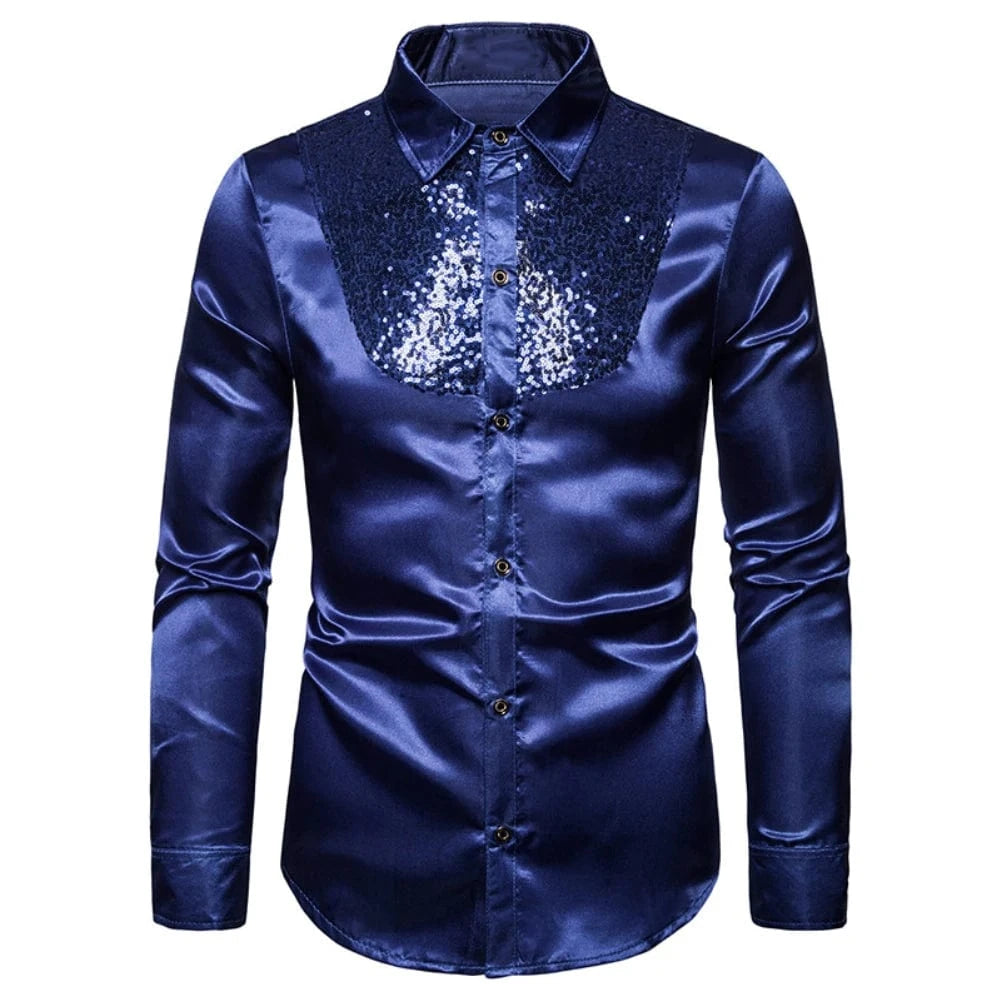 Feest overhemd heren Marineblauw / M