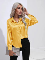 Gele satijnen blouse Geel / S