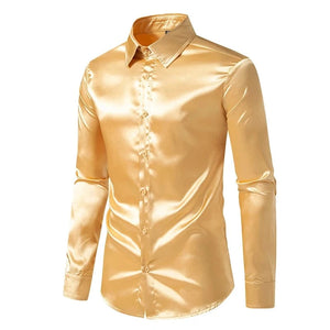 Goud satijnen heren overhemd