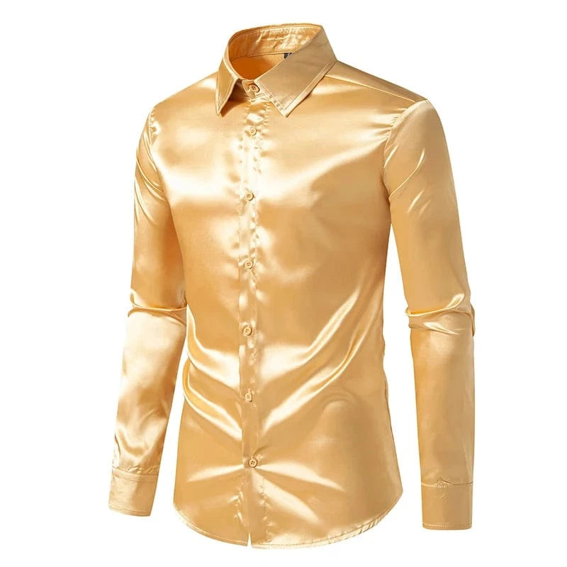 Goud satijnen heren overhemd