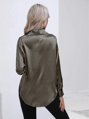Grijze satijnen blouse