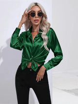 Groene satijnen blouse Groen / S
