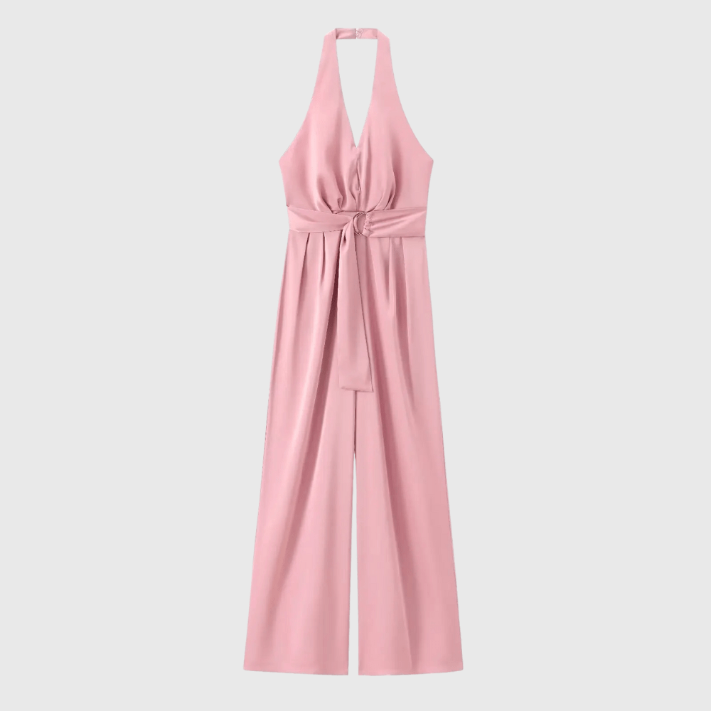 Jumpsuit roze satijn