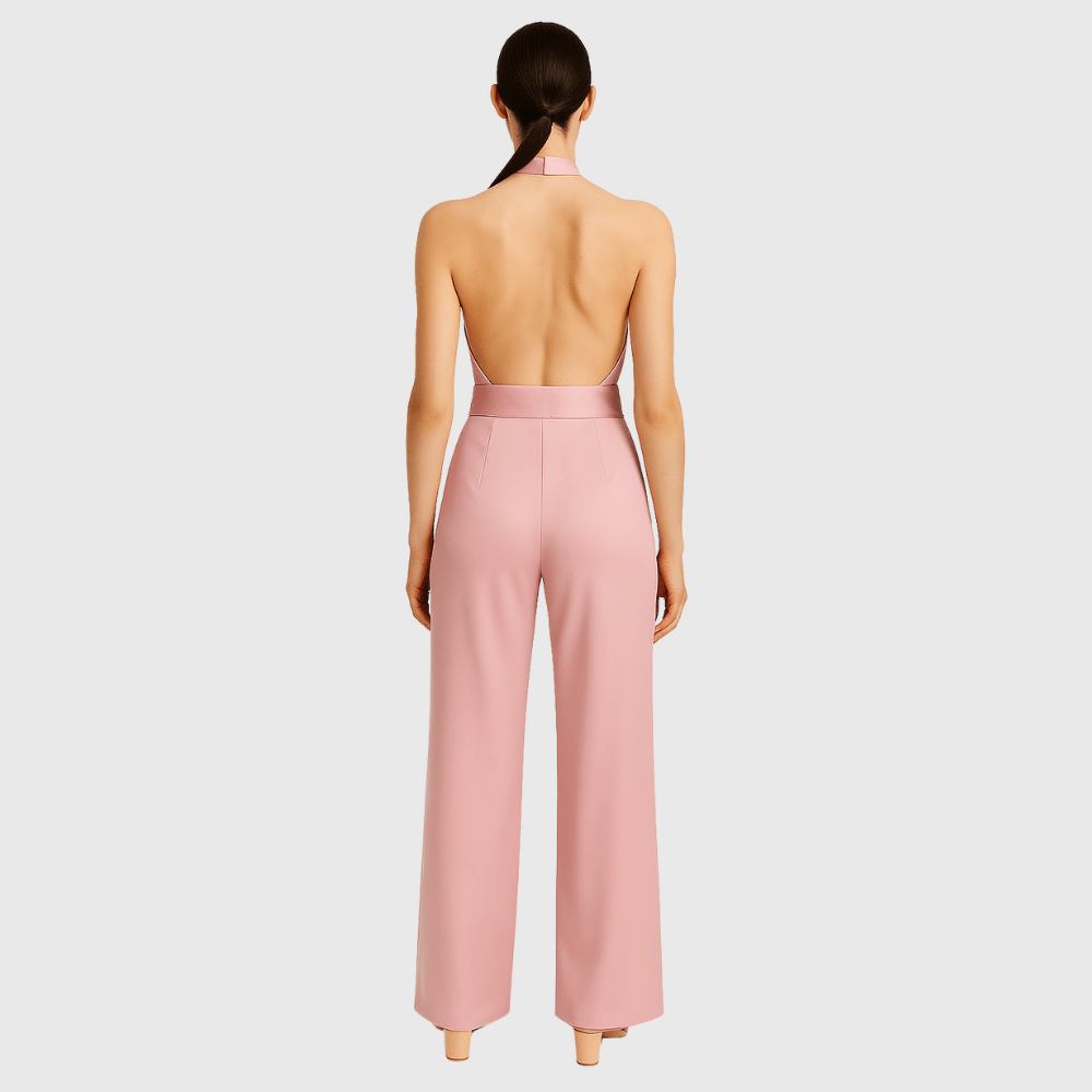 Jumpsuit roze satijn